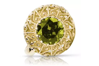Vintage style Ring Yellow Peridot 14K Yellow gold vrc059y